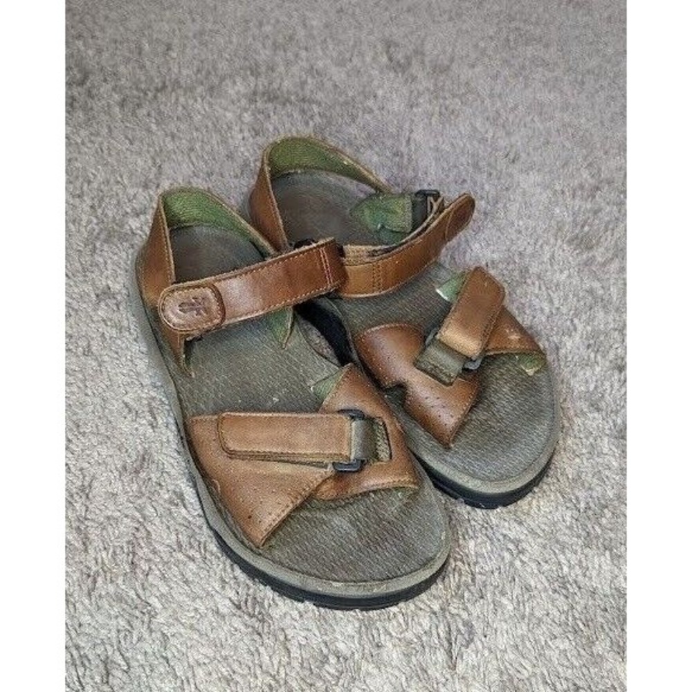 Mens Frye Riverton Brown Leather Hook & Loop Fishermens Sandals~Size 8D